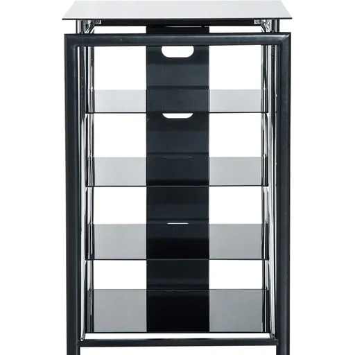 "HiFi Rack Media Stand 3 Compartments Metal Tempered Glass Black image"