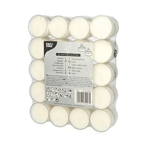 "Tea lights, white image"