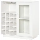 Wine cabinet with glass display case and wine glass holder white