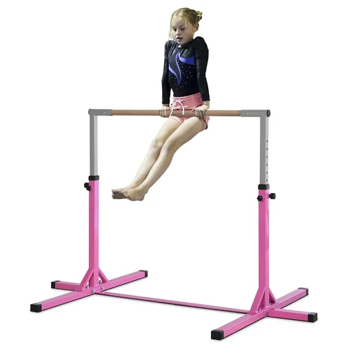 "Gymnastics horizontal bar 13-level height adjustable up to 75 kg loadable horizontal bar training equipment steel beechwood image"