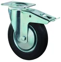 Swivel castor with solid rubber tires + brake diameter 200 mm