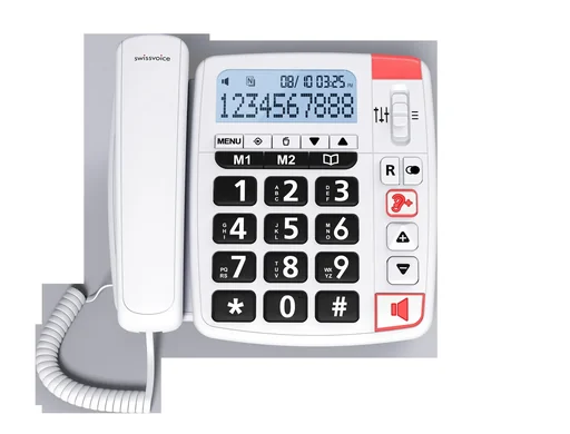 "Swissvoice Xtra 1150 large-button telephone with display and direct dial keys, corded image"