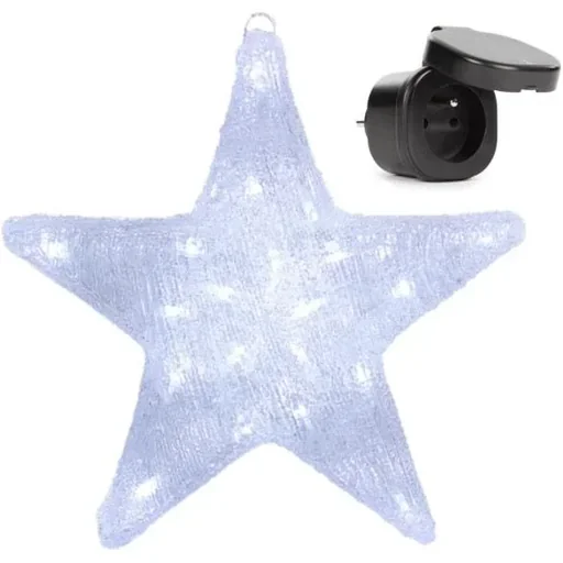 "LED acrylic Christmas star - 30x5x30cm WITH Perel Smart home Wi-Fi plug for outdoor use image"