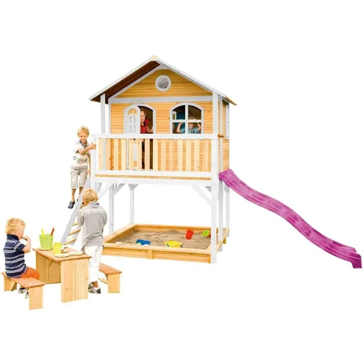 "Marc playhouse brown/white with purple slide image"