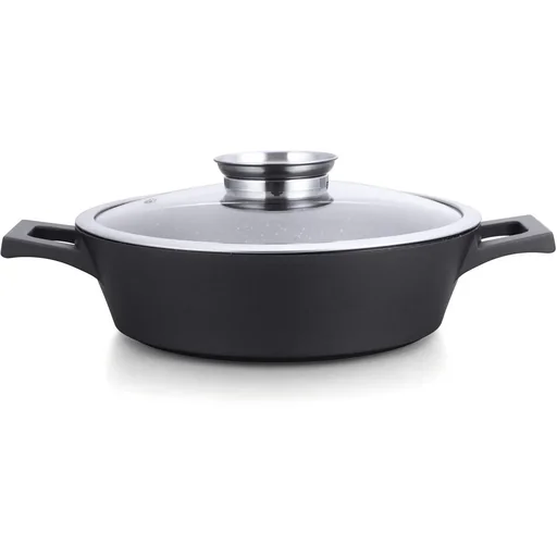 "Low saucepan / frying pan - with glass lid - 40 cm - black image"
