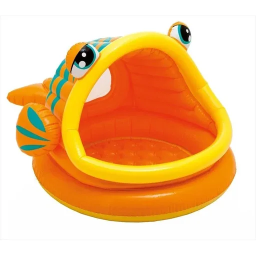 "Baby swimming in fish shape image"