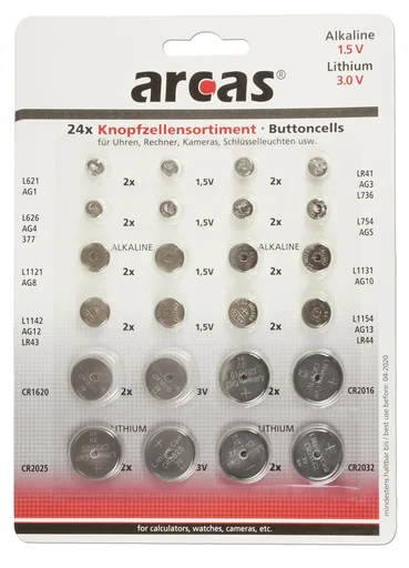 "Alkaline and lithium button cell set - 24 pieces image"