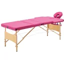 Foldable massage table 3 zones wood pink