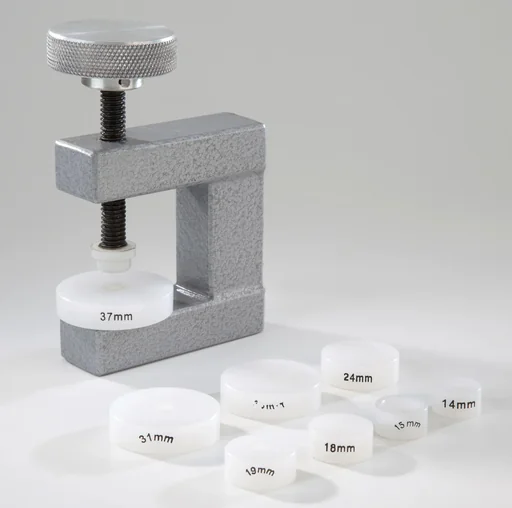 "Glass and base insertion clamp with 8 inserts for watches with smooth glass image"