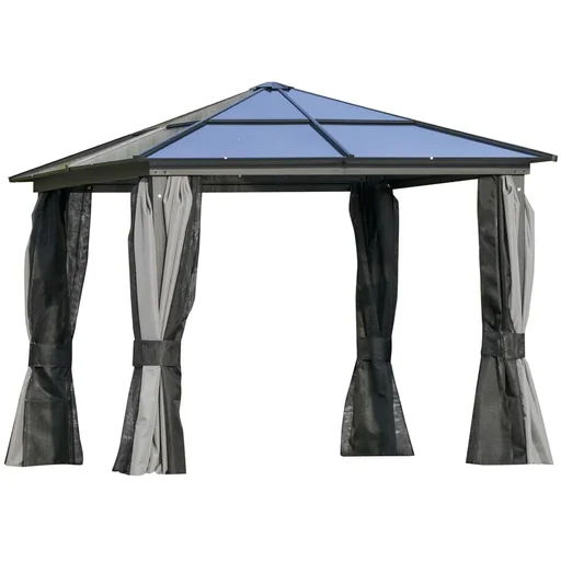 "Luxury Pavilion Garden Pavilion Alu Party Tent Garden Tent with translucent PC Roof Dark Grey+Black 300 x 300 x 265 image"
