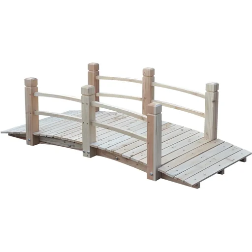 "Garden bridge, wooden bridge, pond bridge, decorative bridge with railing up to 180 kg, natural fir wood, 152.5 x 67 x 48 cm image"