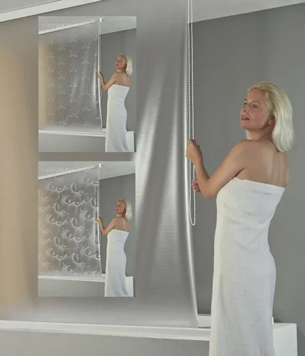 "Cassette shower blind TROPFEN white, center pull, 134 cm image"