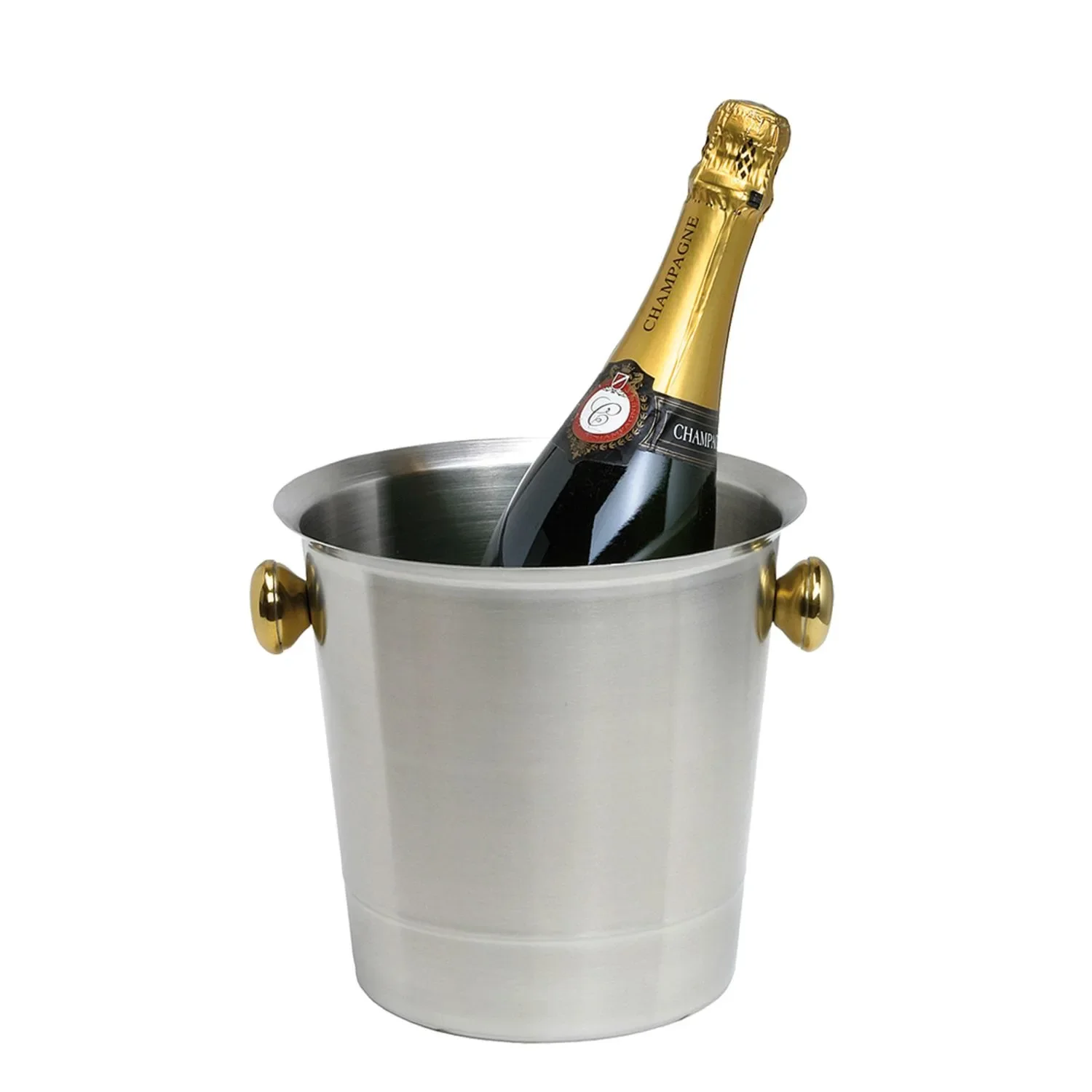 Mousserende wijn en champagne emmer, 18/8 roestvrij staal, mat met goudkleurige handgrepen, 5,0 liter