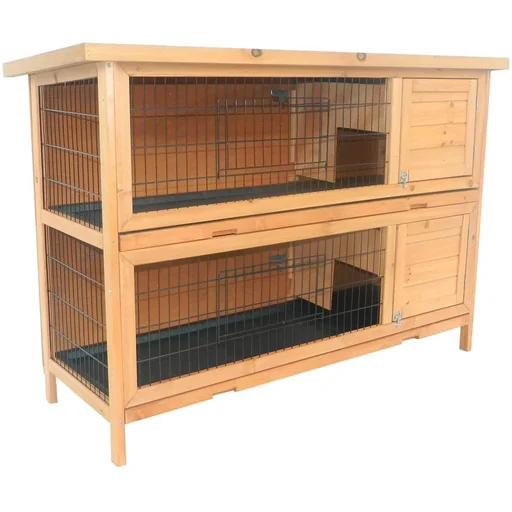 "Rabbit hutch two-story fir wood natural image"