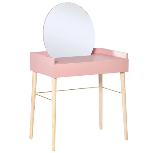 "Dressing table for bedroom vanity table cosmetic table with mirror drawer light luxury style MDF pine wood pink 7 image"