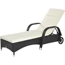 Mobile garden lounger black rattan lounger polyrattan