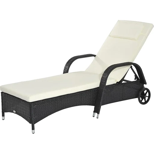 "Mobile garden lounger black rattan lounger polyrattan image"