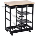 Kitchen trolley with basket, drawer, wine rack