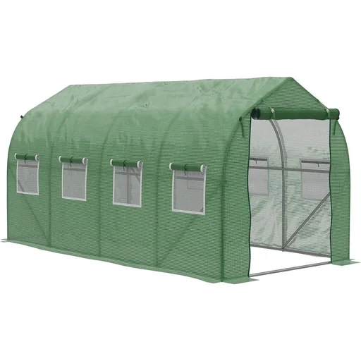 "Polytunnel greenhouse walk-in 4 x 2 m greenhouse frost protection steel tube dark green image"