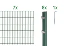 Double rod mesh fence complete set, green, height 100 cm, length 14 m