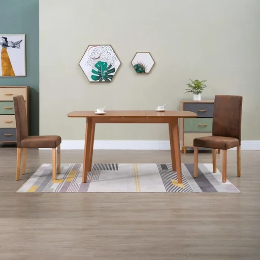 "Dining room chairs 2-seater faux leather brown image"