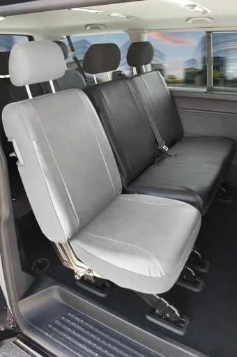 "Fitted seat covers VW T6 for double rear bench made of artificial leather from model year 07/2015 to today image"