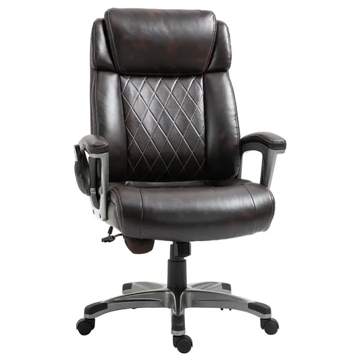 "Massage office chair 6-point massage swivel chair made of imitation leather with curved headrest and armrest Brown 70 x 76.5 x 114-1 image"