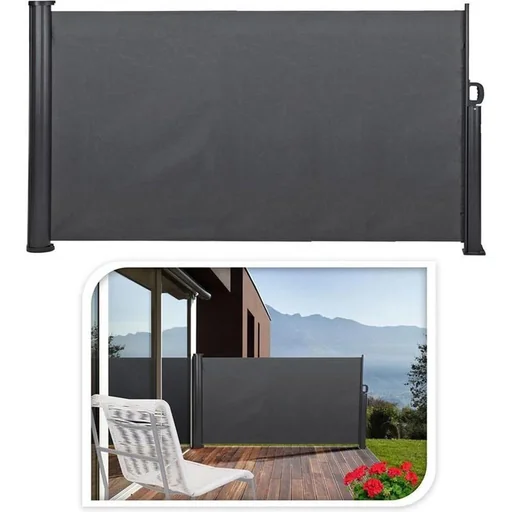 "Koopman Terrace Windbreak - 3x1.4 m - Anthracite - Retractable image"