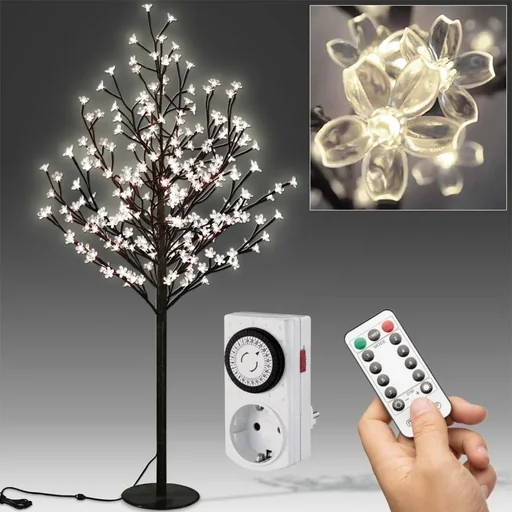 "Cherry blossom tree 180cm with 200LEDs for indoor and outdoor use including remote control and timer image"