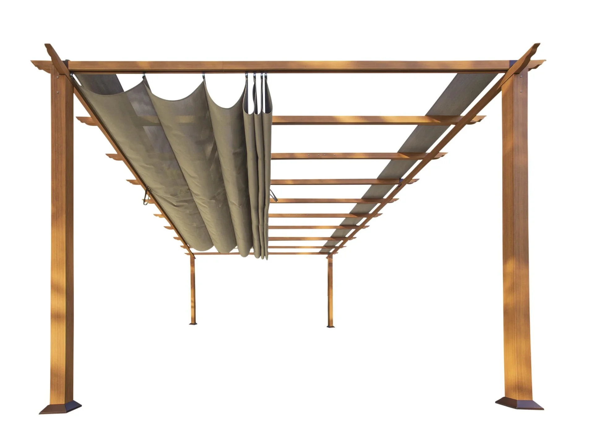 "Pergola Florence 505×350×236 cm aluminium houtlook – incl. verstelbaar zonnescherm image"
