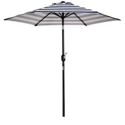 Parasol tuinparasol terrasparasol stalen frame voor buiten blauwe streep