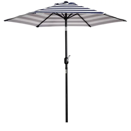 "Parasol garden parasol patio parasol frame steel outdoor blue stripe Ø227 x 225 cm image"