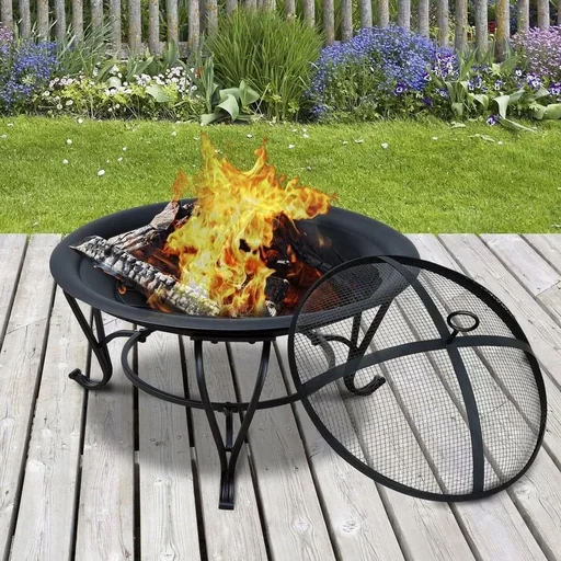 "Fire bowl for wood and charcoal with spark guard image"