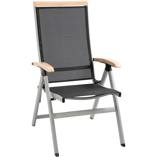 "Garden chair with adjustable backrest - aluminum/mesh - black/silver - 61 x 64 x 112 cm image"