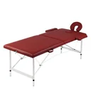 Folding massage table with 2 zones aluminum frame red
