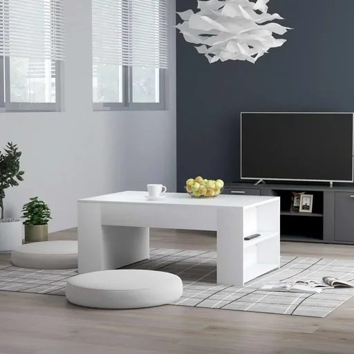"Coffee table 100x60x42 cm chipboard white image"