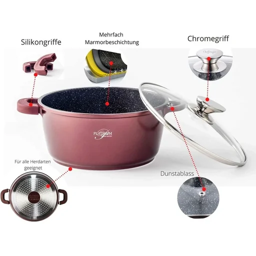 "Stewing pot/casserole - with lid - 24 cm - Burgundy image"