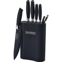 6-piece knife set with knife block - black
