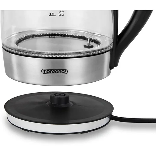 "Glass/stainless steel kettle with LED color change 1.8l black-silver image"