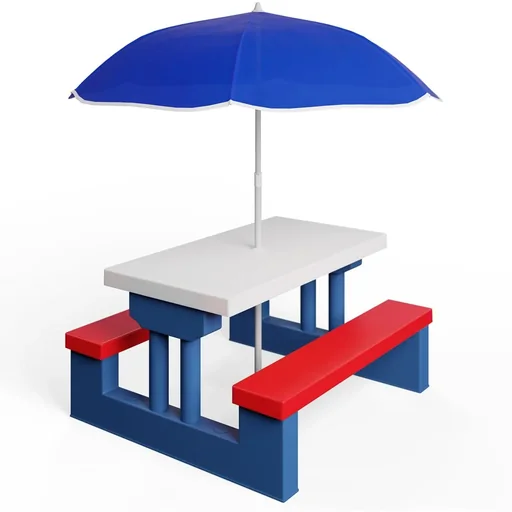 "Picnic table for children with parasol image"