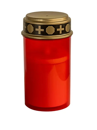 "LED grave light red with flickering flame and timer image"