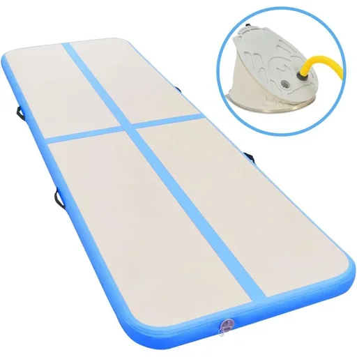 "Inflatable gymnastics mat with pump 500x100x10 cm PVC blue image"