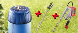 Jubileum set, regentonpomp, net en bewateringsstok
