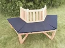 1/2 tree bench 180° with seat cushions blue