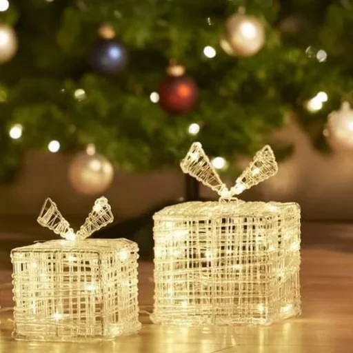 "SET of 2 gift boxes - 2 different sizes - 15 and 20 cm high - 30 and 40 LED image"