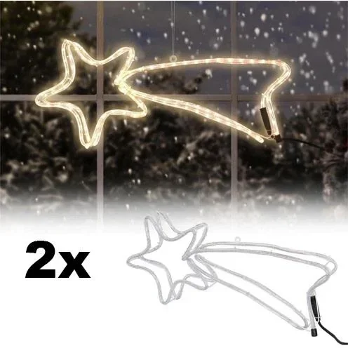 "Falling Stars SET of 2 - Star Fairy Lights - 144 Lights - 4m - Metal Frame image"