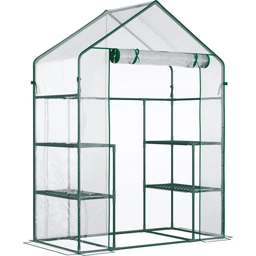 "Plastic greenhouse walk-in garden house tomato greenhouse greenhouse cold frame with 6 shelves transparent steel PVC-Ku image"