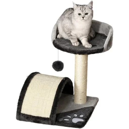 "Cat tree with plush beige image"