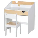 2-piece children's seating group with children's table and chair for 6-10 years old children's furniture MDF white+natural 70 x 50 x 75 cm