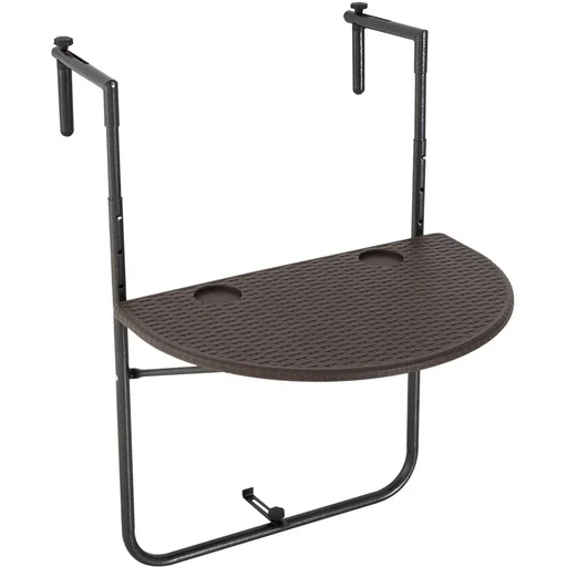 "Balcony hanging table, folding table, semicircular, brown image"